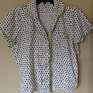 Roller Rabbit White Heart Print Pajama Top